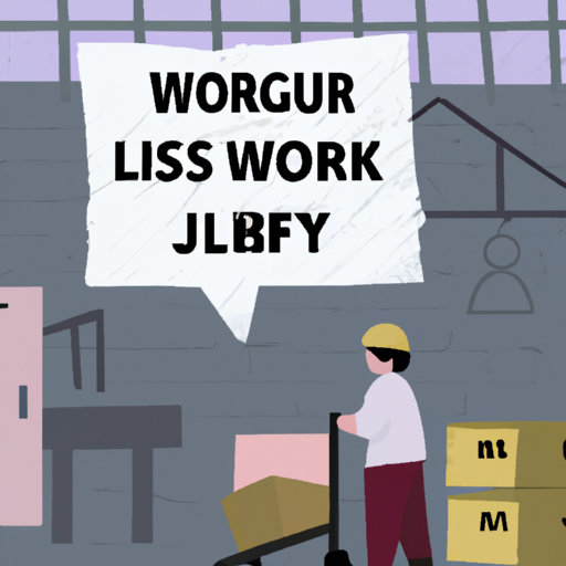 תמונה של אדם עובד במפעל עם כיתוב על הצורך בחוקי עבודה להגנה על זכויות העובדים.