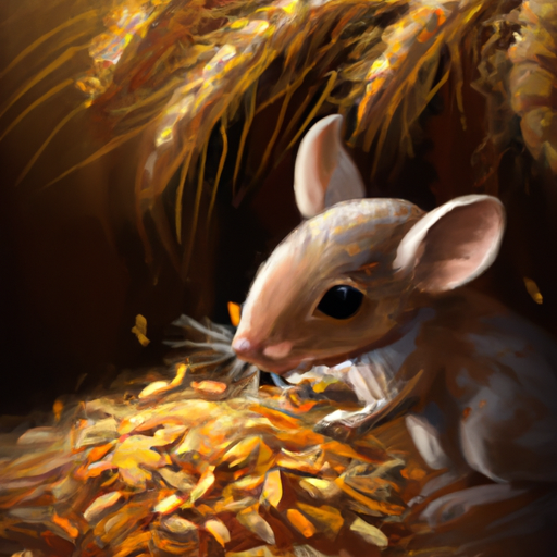 1. תמונה המתארת עכבר המנשנש גרגירים, הממחישה את הרגלי התזונה של עכברים.